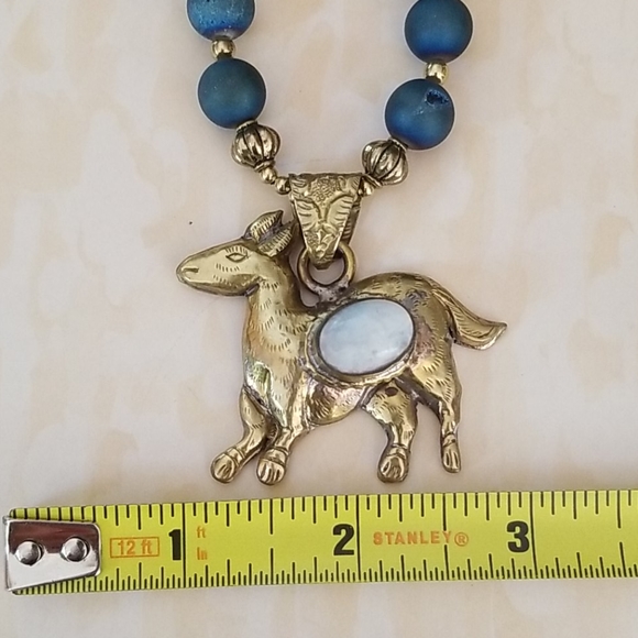 Hand Crafted Boho Tribal Moonstone Tibetan Rainbow Crystal Druzy Agate Necklace - Picture 16 of 16